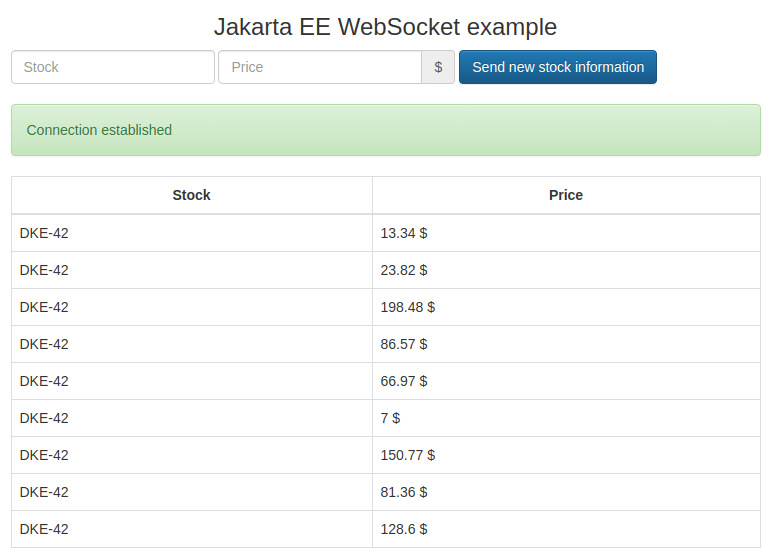 Jakarta EE WebSocket example application