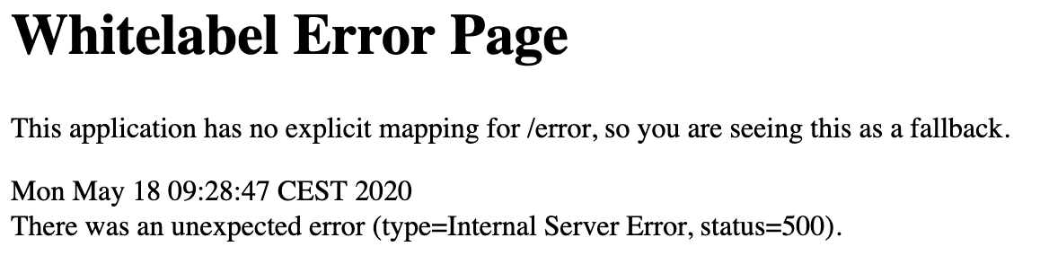 Spring Boot Whitelabel Error Page With 2.3