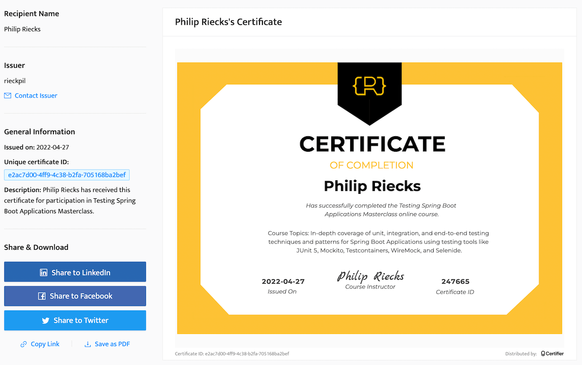 Sample Certificate of Completion