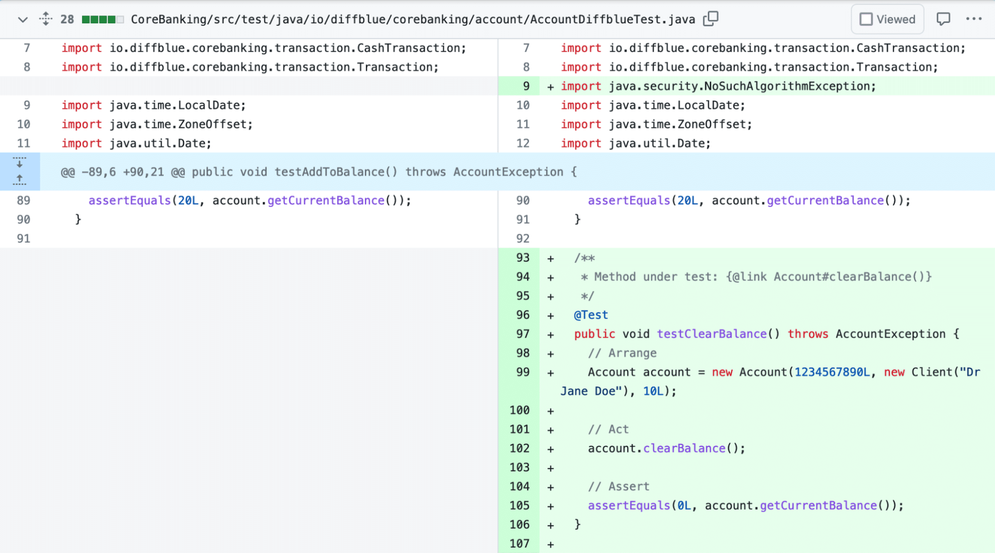 Diff from Code Change with Diffblue